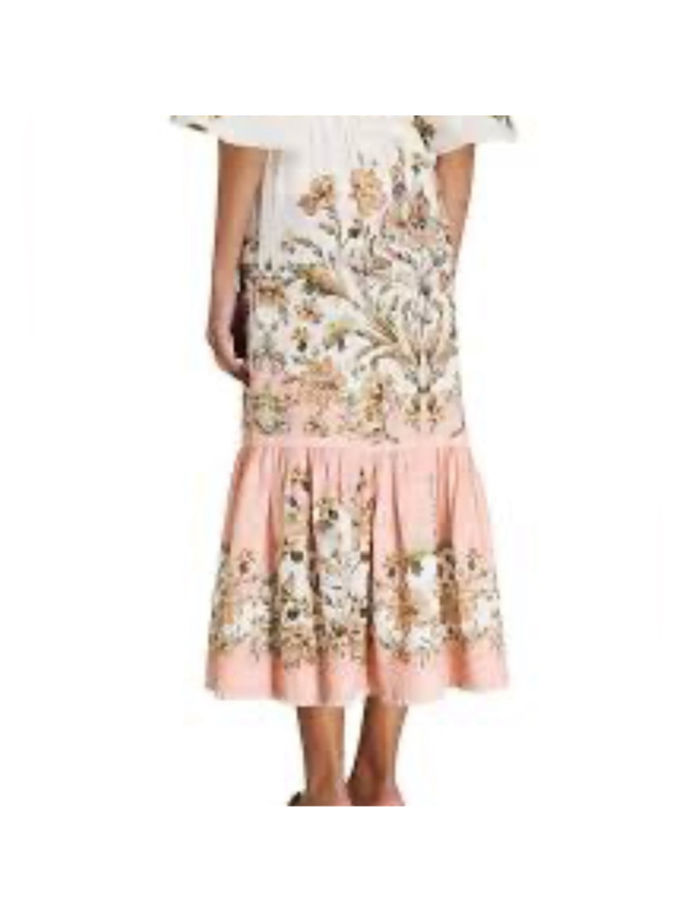 House of Harlow Floral Midi Skirt Small Cottagecore Boho Romantic Linen Blend - Picture 3 of 9